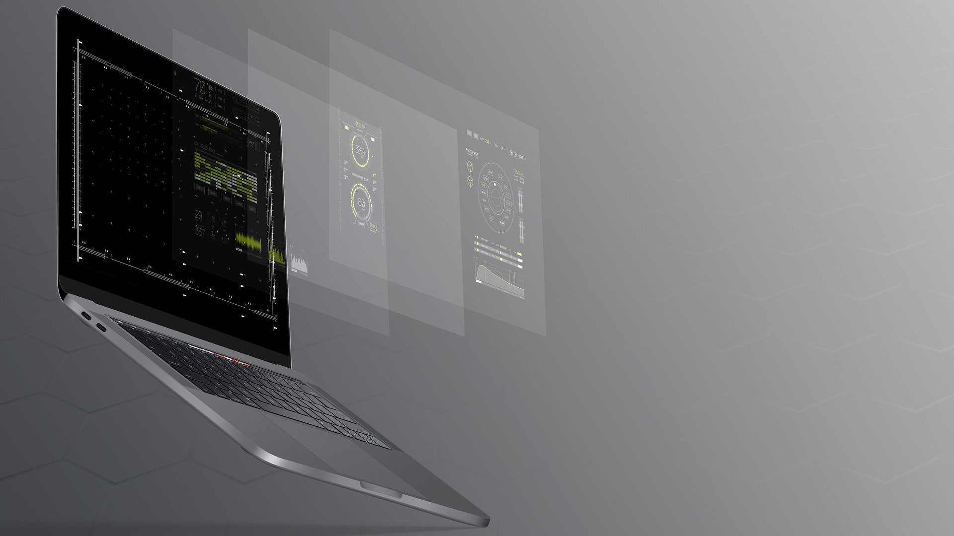 Laptop with data visualisations Laptop with data visualisations