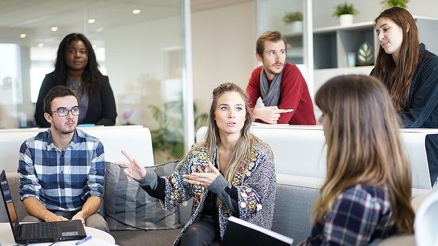 Group of people collaborating on a project